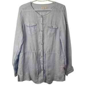 Jackpot light blue long sleeve button down tunic top size 38